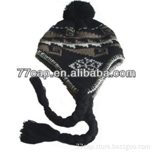 long hand kids Knitted tall cotton ball fashion hats